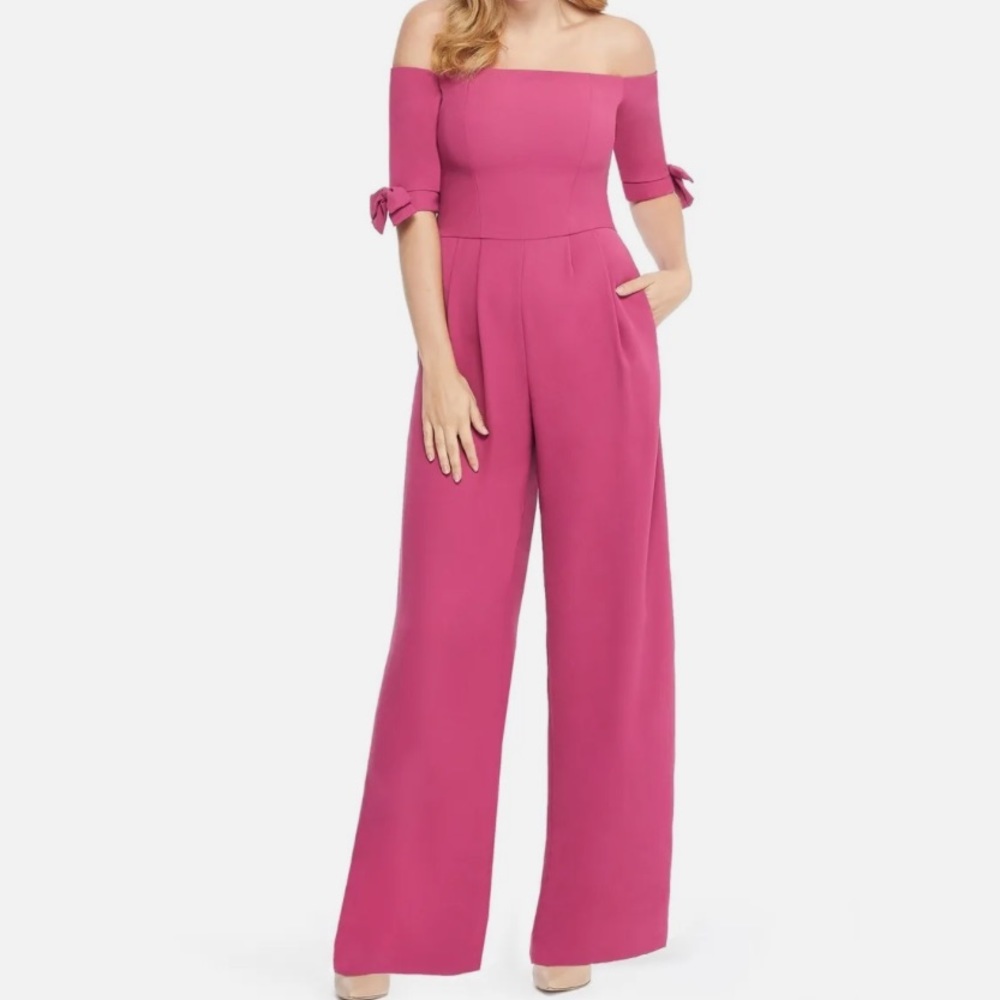 Gal Meets Glam Pink Strapless Jumpsuit with Wide-Leg Design